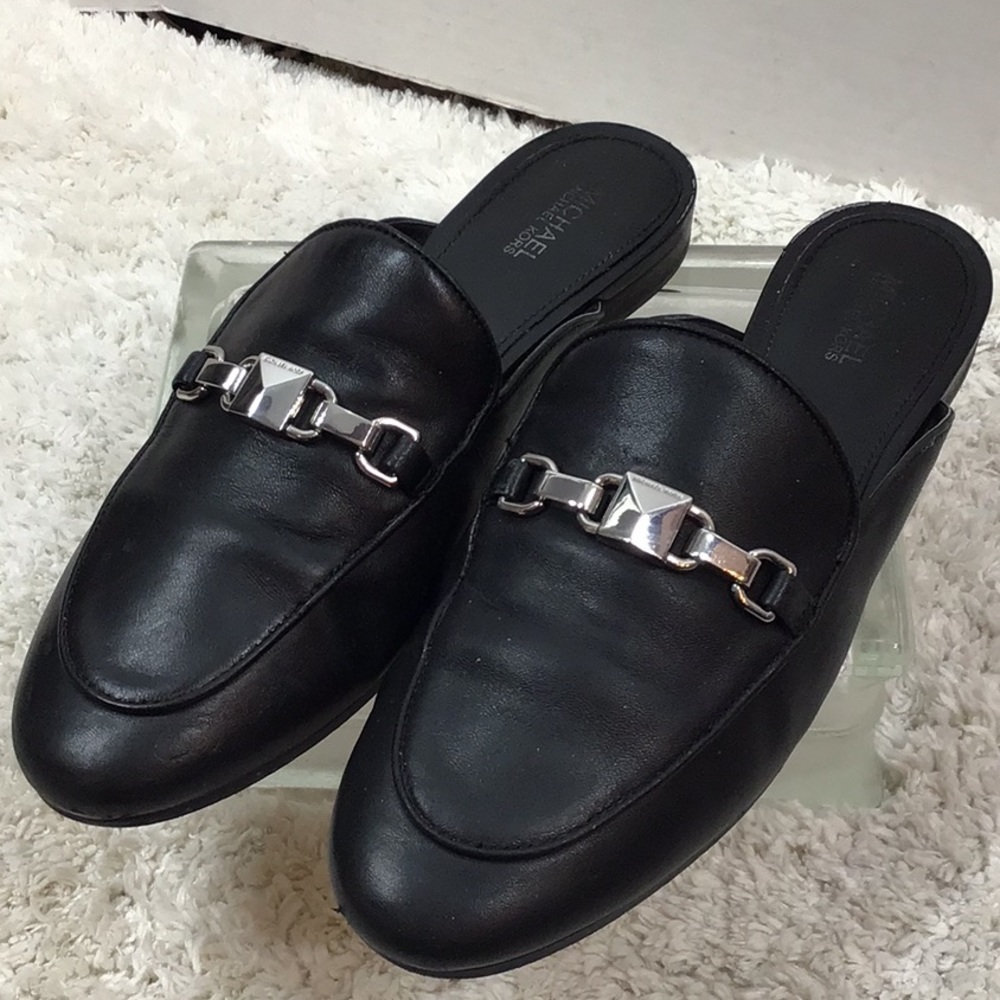 Michael Michael Kors black leather Charlton mules 7M